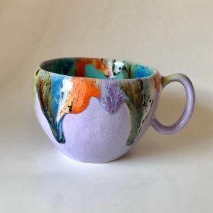 Handmade Purple Pottery Mug: Large Rustic Ceramic Coffee Cup