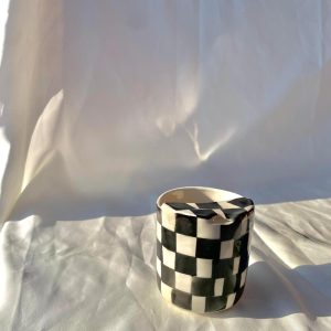Thermos Ceramic Checkerboard Mug